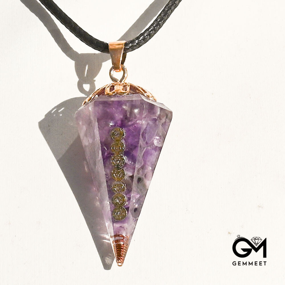 Crystal Agate Hexagon Symbol Pendant Necklace