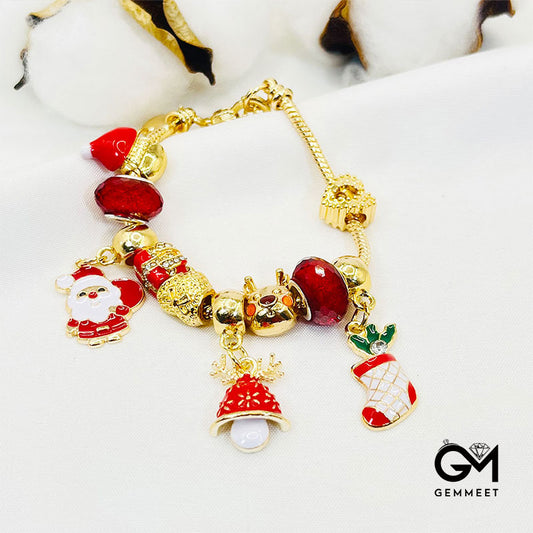 New Dripping Oil Panjia Beaded Christmas Bracelet