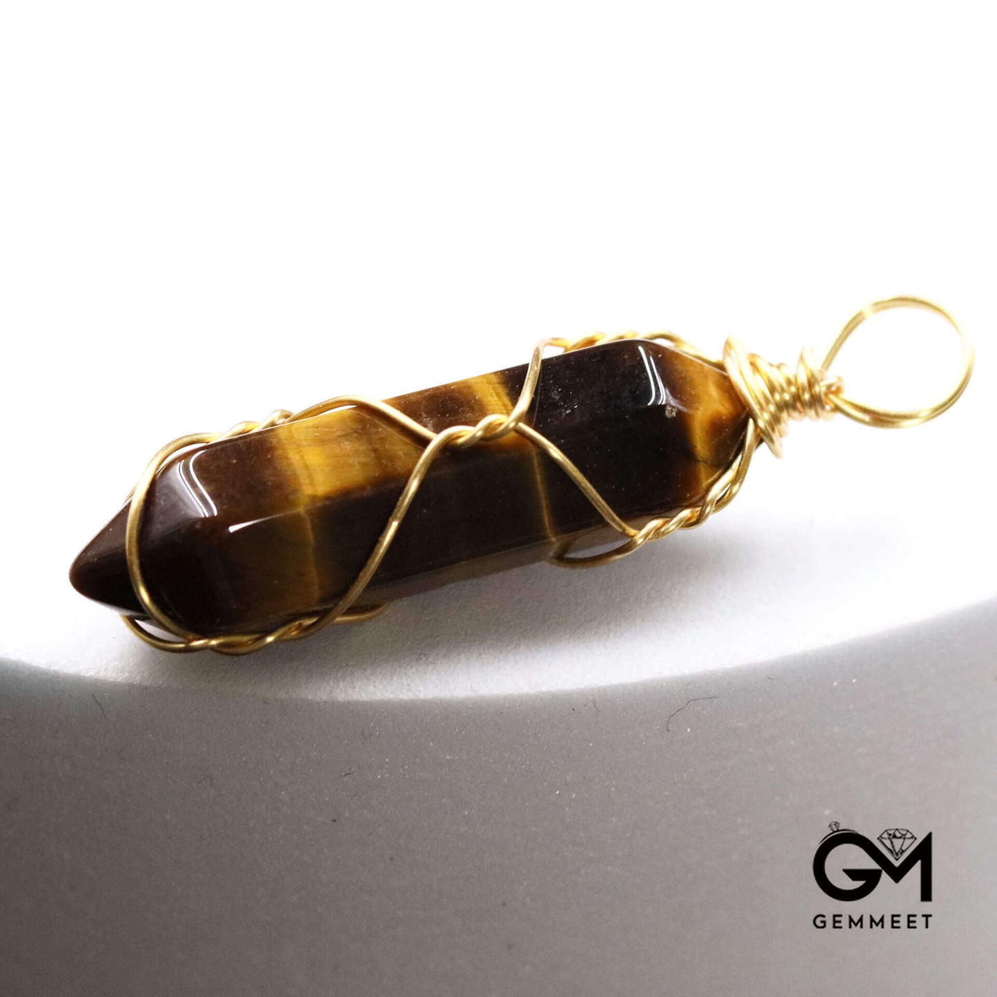 Gold Wire Hexagonal Crystal Pendant