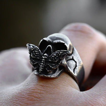 Men's Majestic Moth Skull Ring