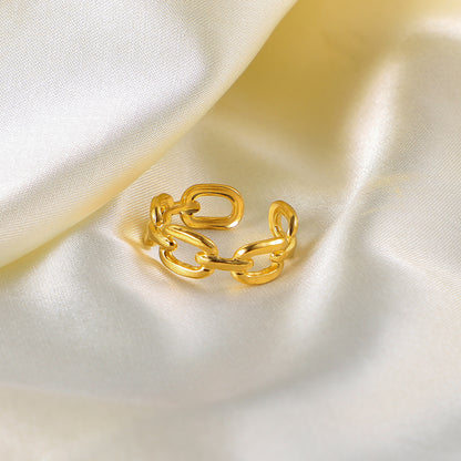 Gold Plated Stainless Steel Square Chain Ring