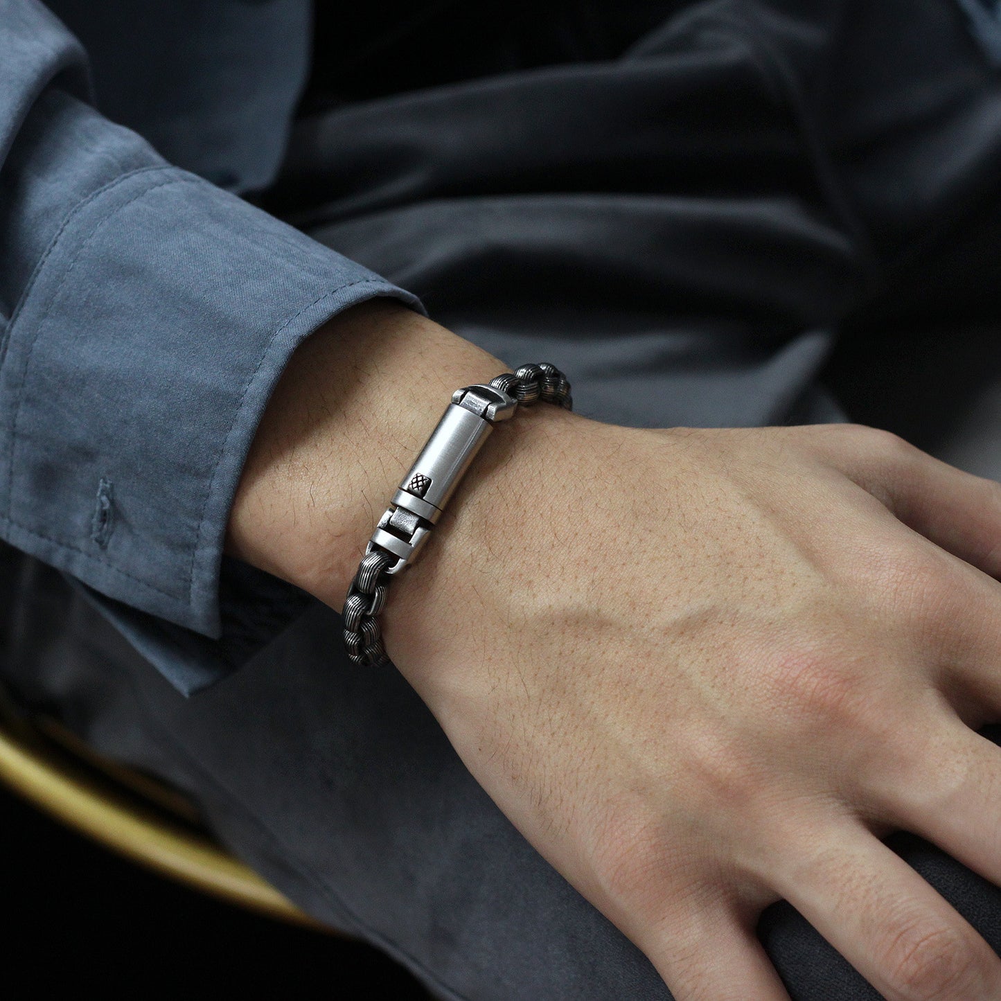 Stylish Personality Stainless Steel Button Bracelet for Men