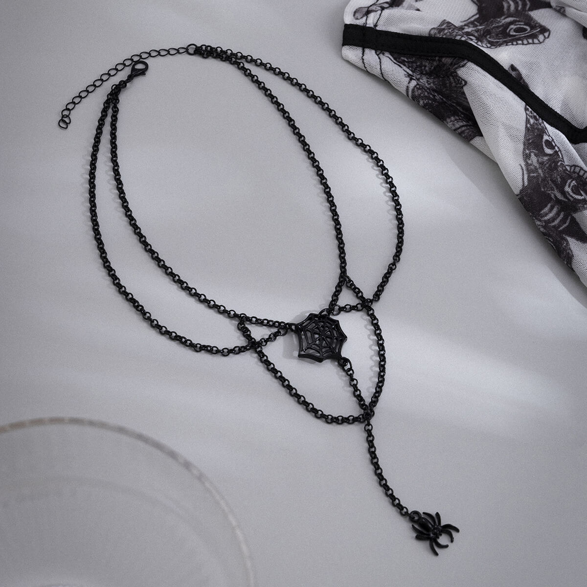 Halloween Spider Stacked Metal Necklace Trendy Personality Punk Style Chain Necklace