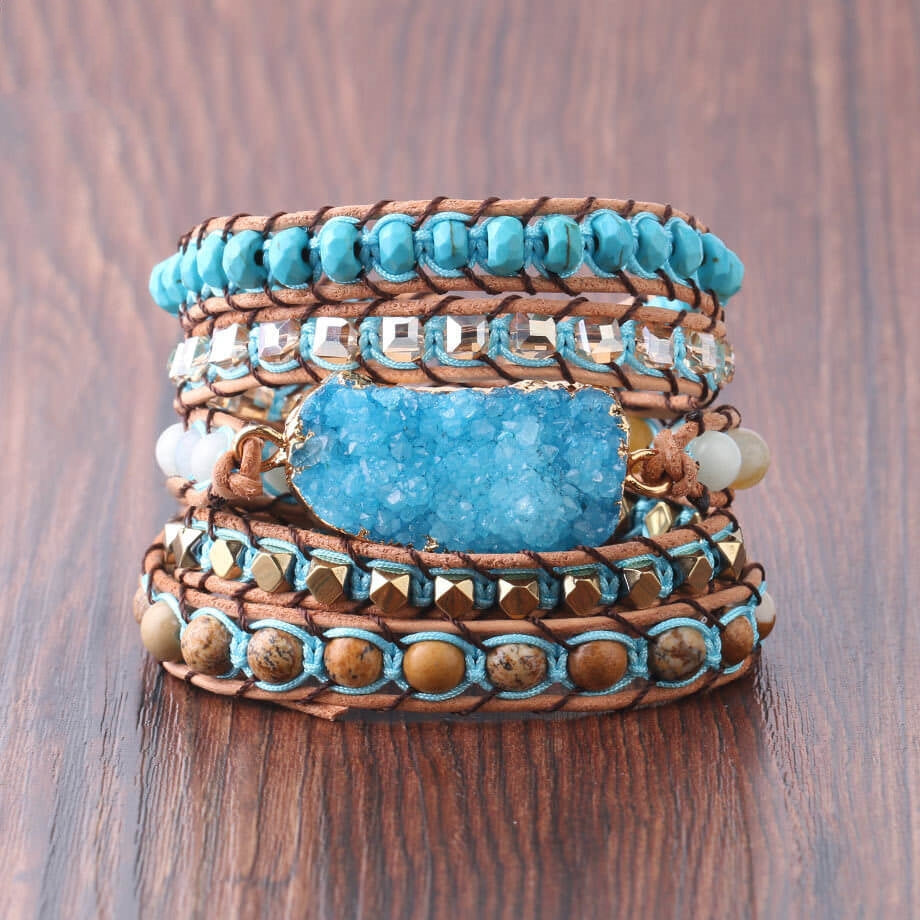 Irregular Stone Hand Woven Winding Bracelet