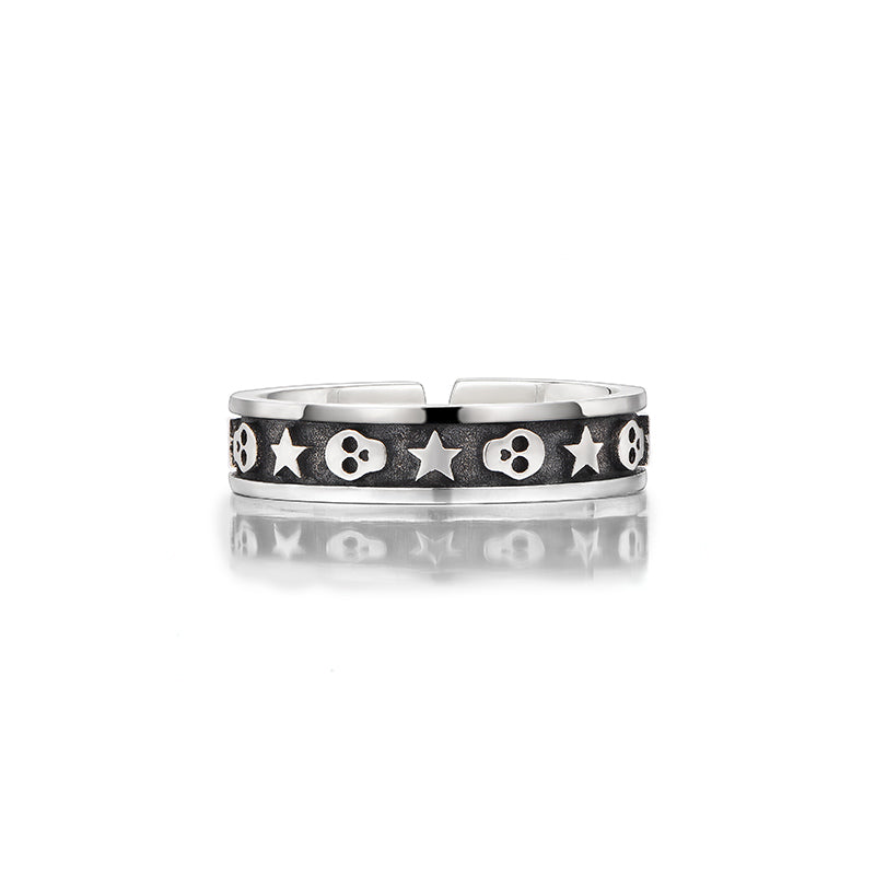 Cute Skull & Star Adjustable Band Ring