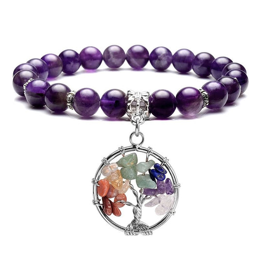 Chakra Tree Of Life Amethyst Bracelet