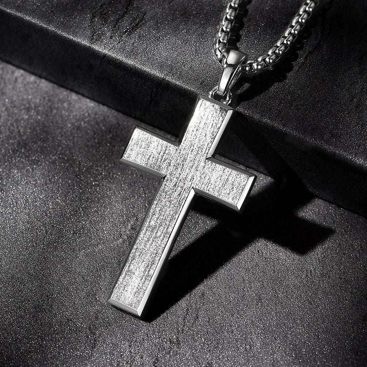 Sterling Silver Simple Cross Pendants Necklace