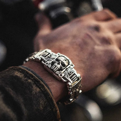 Men's Armed Forces Skull Interlock Bracelet