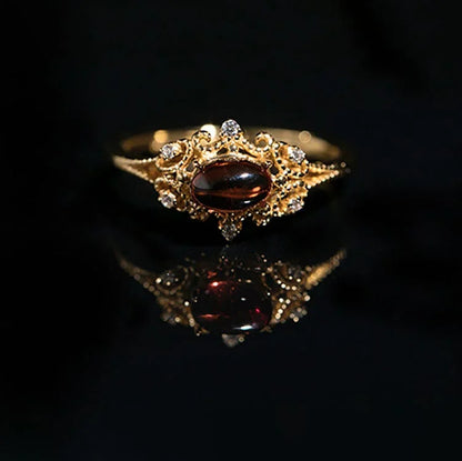 Night Rose-Natural Garnet Ring