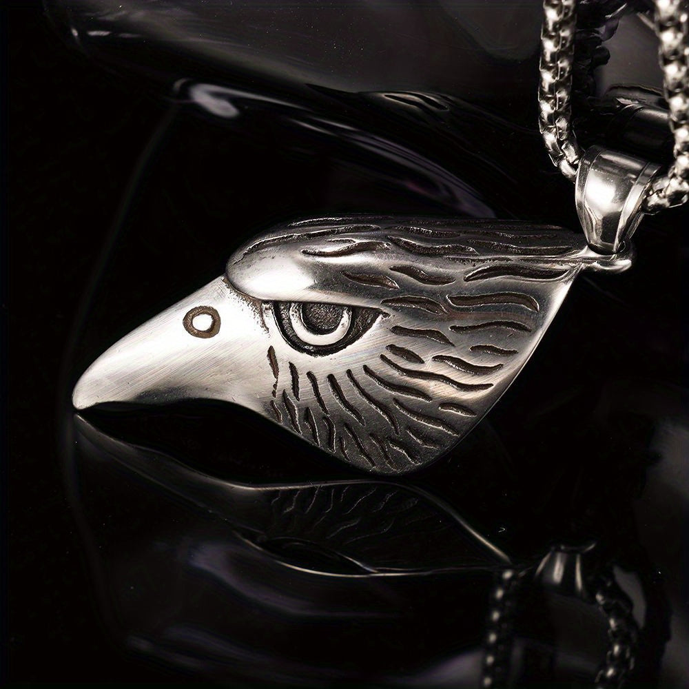 1pc Men's Retro Viking King Eagle Beak Pendant Necklace