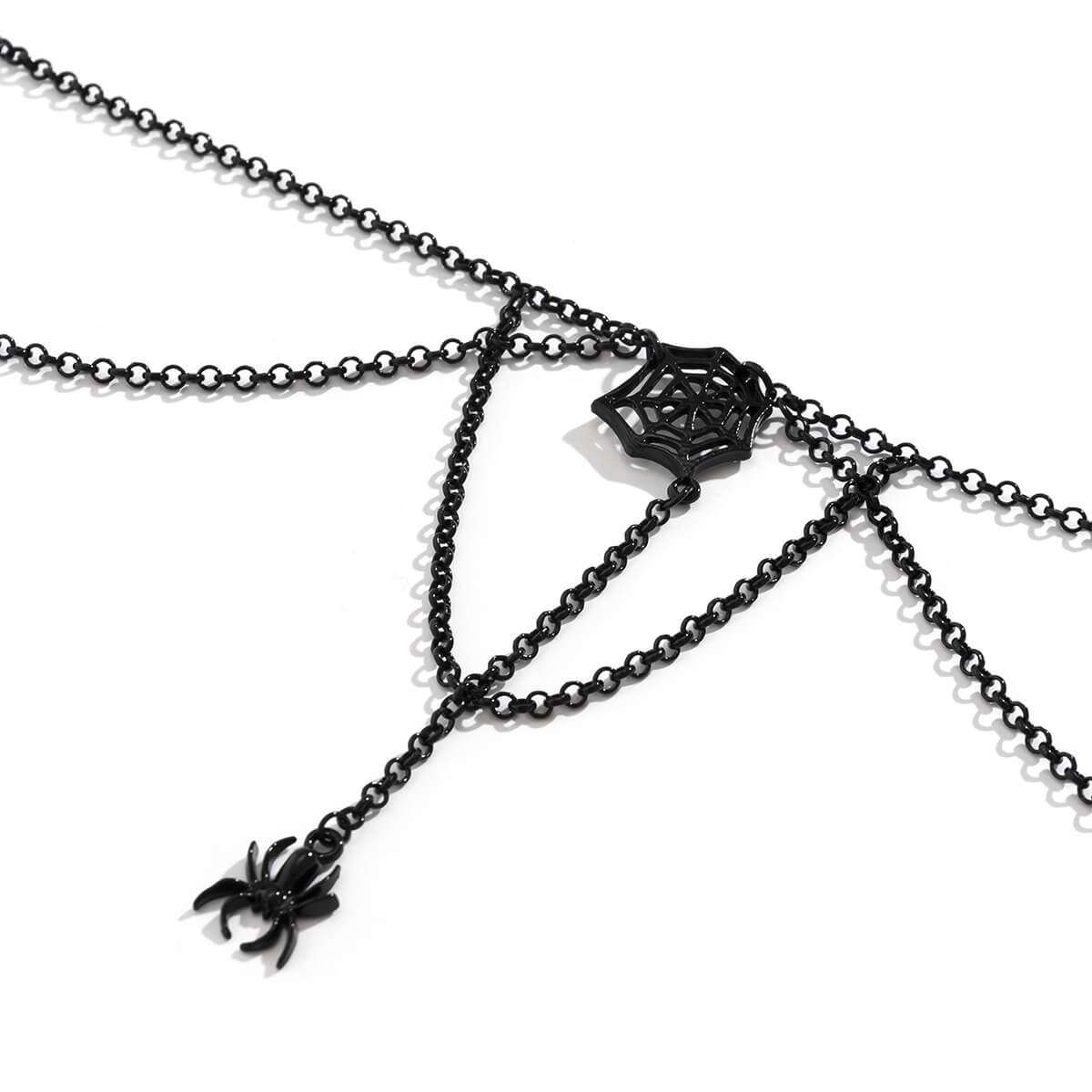 Halloween Spider Stacked Metal Necklace Trendy Personality Punk Style Chain Necklace