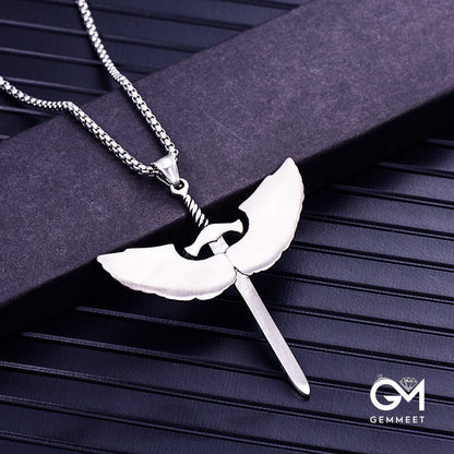 Stainless Steel Cross Punk Sword Pendant Necklace