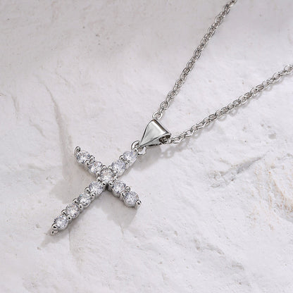 Full Stones Cross Shape Chain Necklace