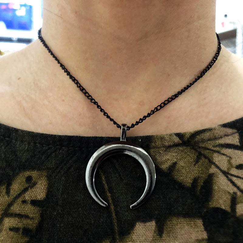 Black Moon Stainless Steel Halloween Necklace