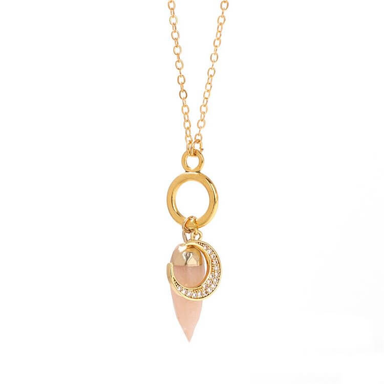 Bullet Crystal Zircon Moon Pendant Necklace