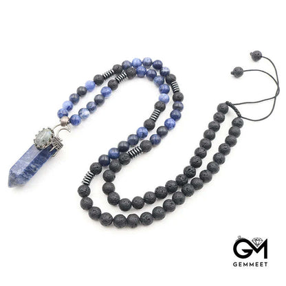 Crystal Hexagon Prism Pendant Mala Necklace