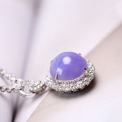 Large Violet Chalcedony Cabochon Pendant