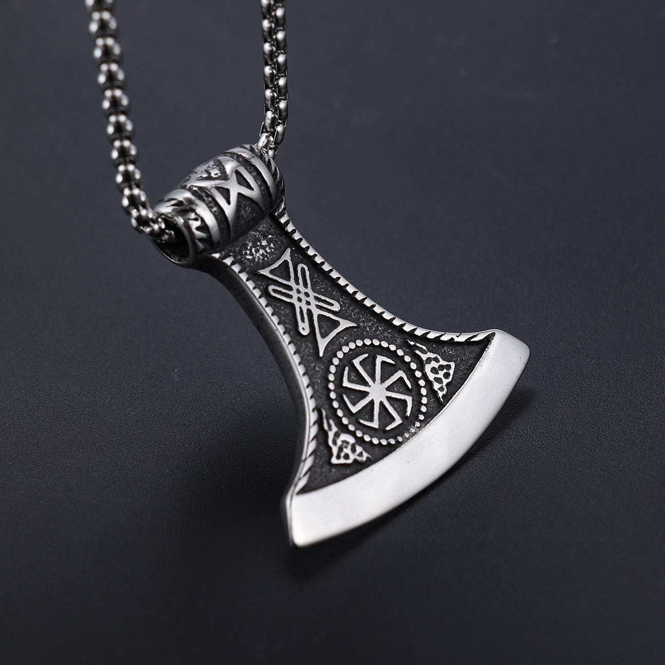 Retro Viking Mythology Axe Pendant Necklace