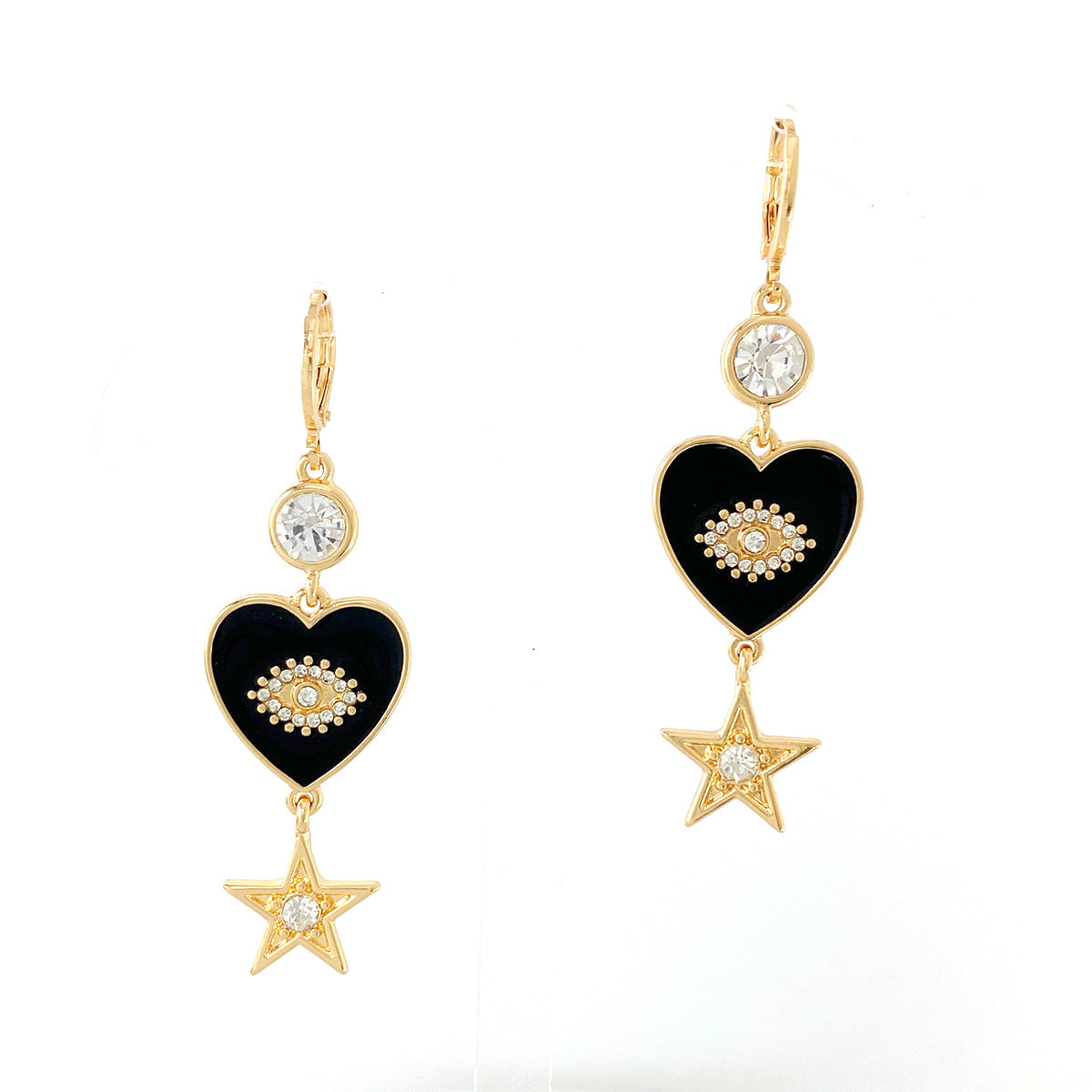 Black Drop Glaze Eyes Star Drop Earrings