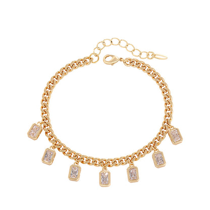 Premium Inlaid Square Zirconia Tassel Bracelet