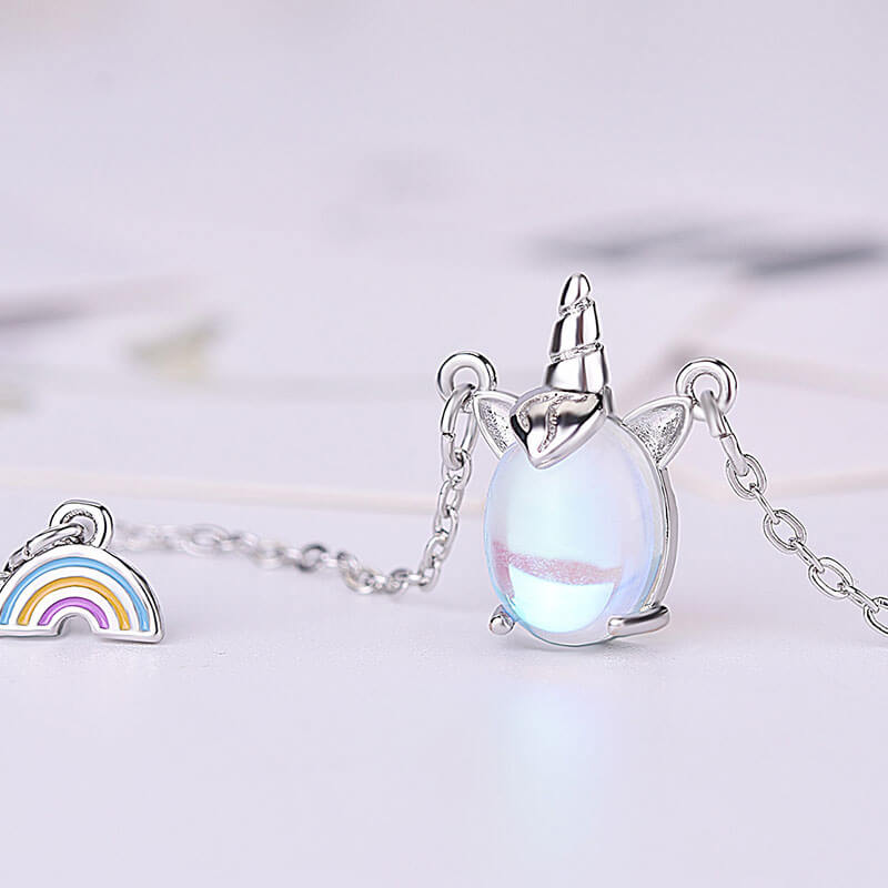 Moonstone Unicorn Rainbow Necklace