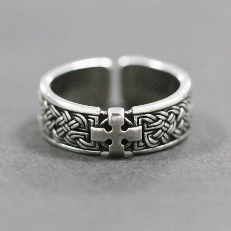 Retro Men's Quad Celtic Knot Cross Ring