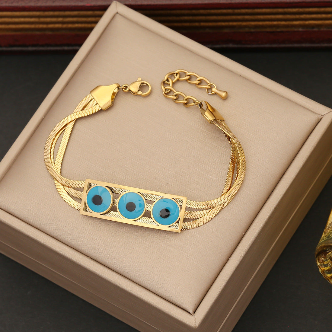 Bohemia Evil Eye Life of Tree & Heart Shape Golden Bracelet