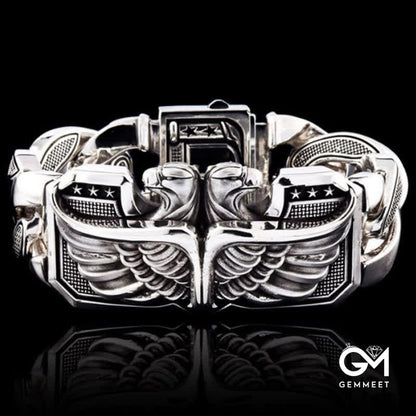 Men's Armed Forces Skull Interlock Bracelet