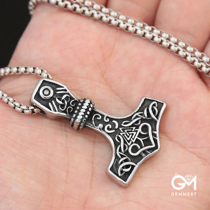 Thor Hammer Viking Triangle Rune Vintage Necklace