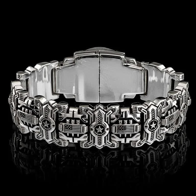 Men's Armed Forces Skull Interlock Bracelet