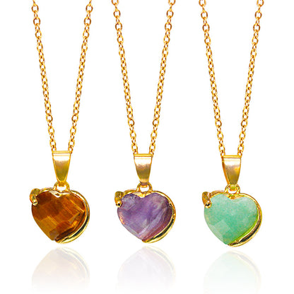 Color Stone Heart Shape Pendant Pendant