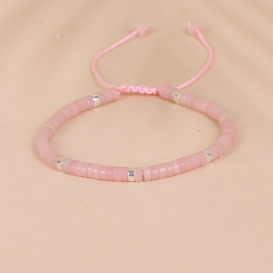 Powder Crystal Bead Woven Bracelet