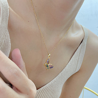 Butterfly Zircon Pendant Necklace