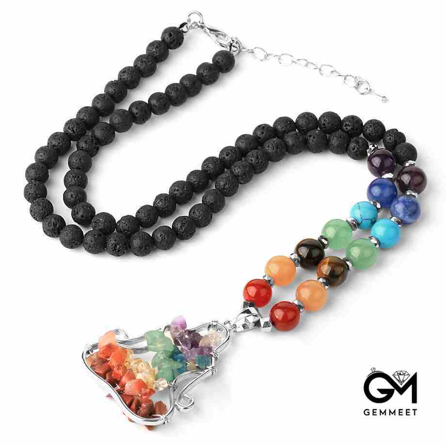 Crystal Colorful Bead Energy Pendant Necklace