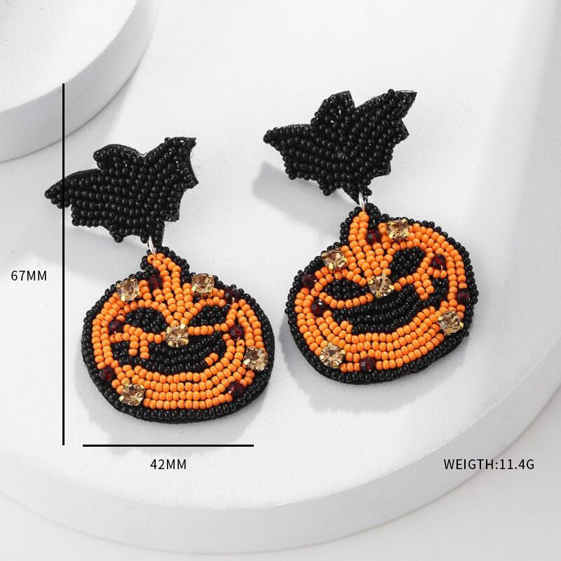 Halloween Fabric Beads Ethnic Style Handmade Pumpkin Ghost Earrings