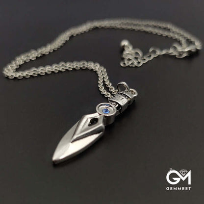 Game Cosplay Knife with Zircon Necklace