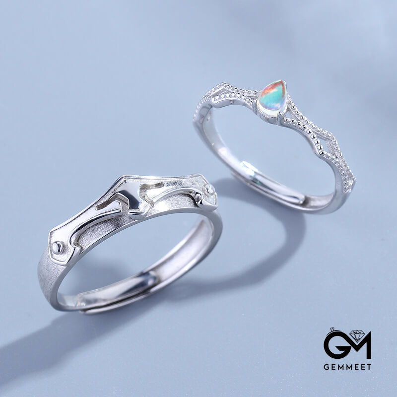 Simple Moonstone Couple Ring