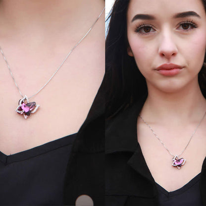 "Spread Your Wing" - Butterfly Birthstone Crystal Necklace