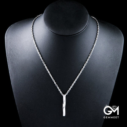 Stainless Steel Twisted Column Pendant Necklace