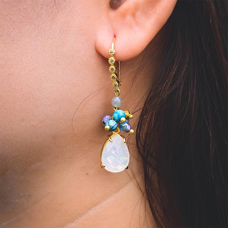 Opal Natural Stone Beaded Earrings