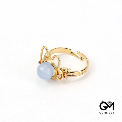 Golden Winding Agate Cat Adjustable Ring