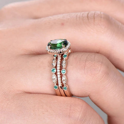 Alexandrite & Emerald 3 - Piece Ring