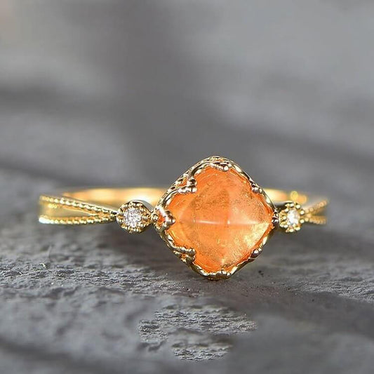 Sunstone Gold Plated Vintage Ring