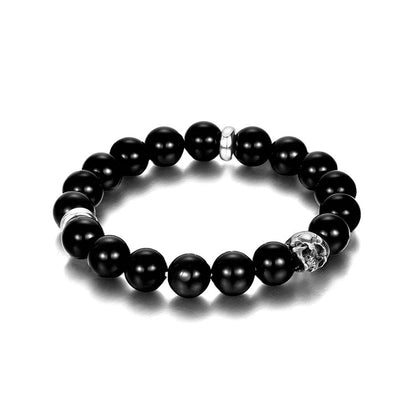 Sterling Silver Obsidian Skull Beaded Bracelets