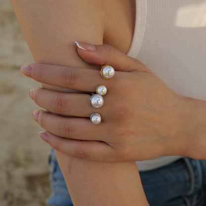 Big & Small Pearl Adjustable Ring