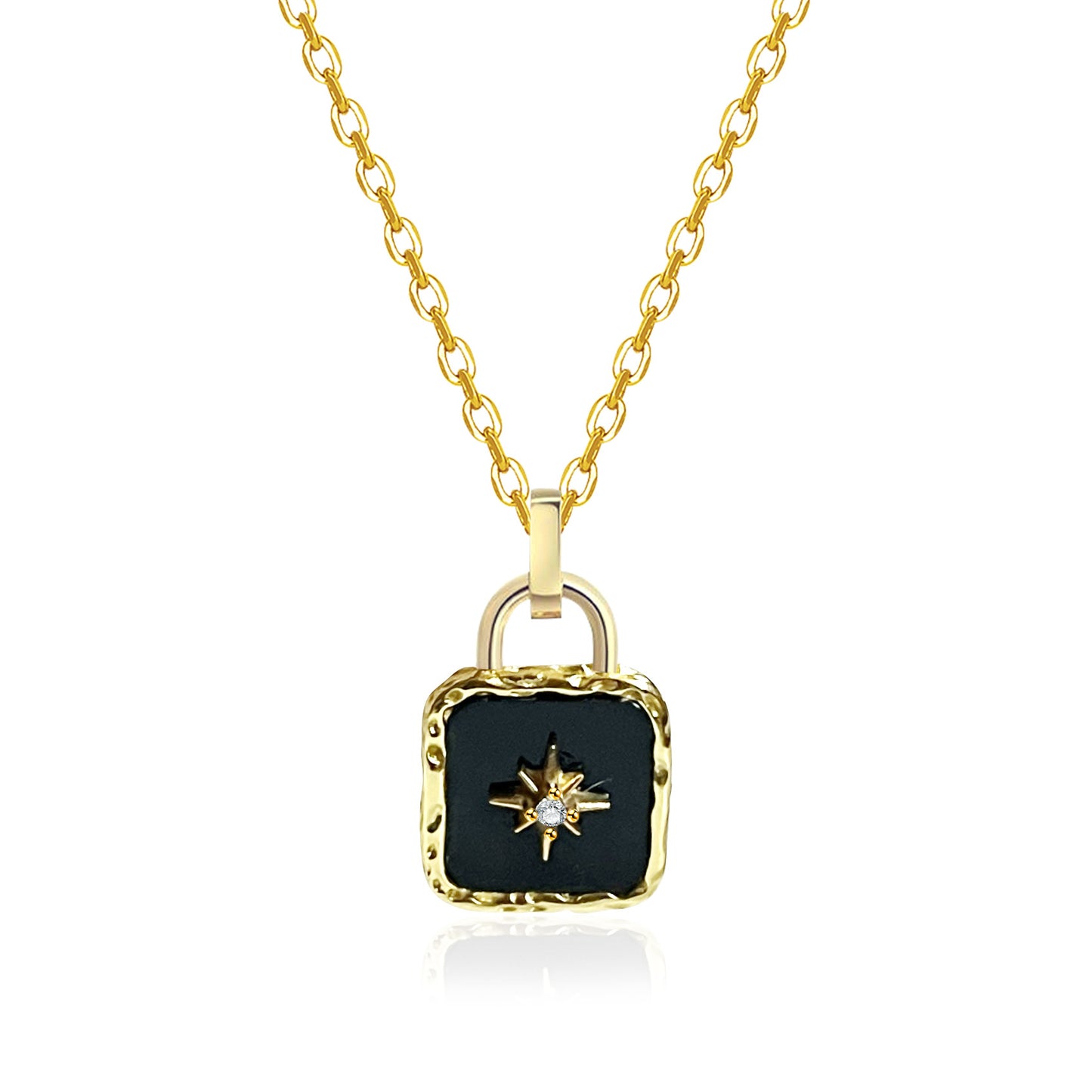 Fashion Hexagon Star Zircon Lockhead Pendant Necklace