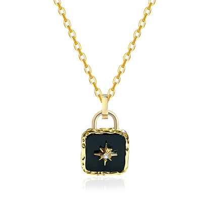 Fashion Hexagon Star Zircon Lockhead Pendant Necklace