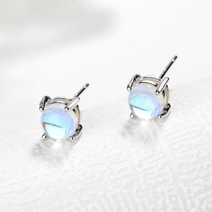 Minimalism Prong Setting Moonstone Earrings