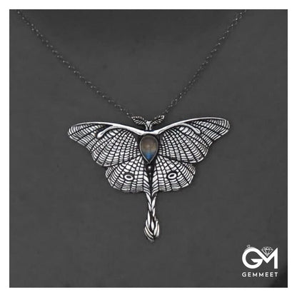 Silver Butterfly Moonstone Necklace