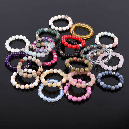 Color Stones Elastic Adjustment Bead Ring